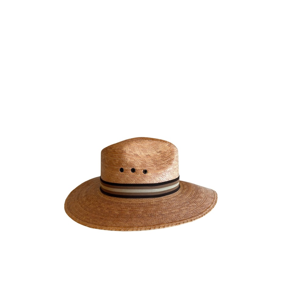 Straw Sun Hat Wide Brim Panamaā Style Striped Band
